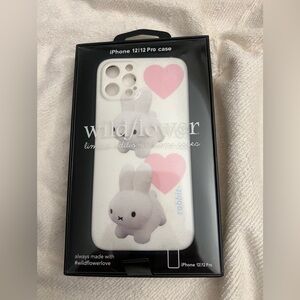 Wildflowers Bunny iPhone 12/12 Pro Case - White and Pink